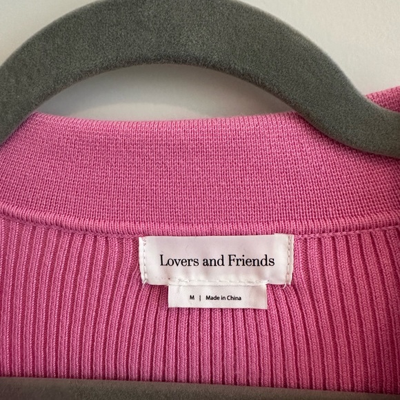 Lover’s and Friends womens cropped collared pink sweater women’s Medium - Picture 3 of 6